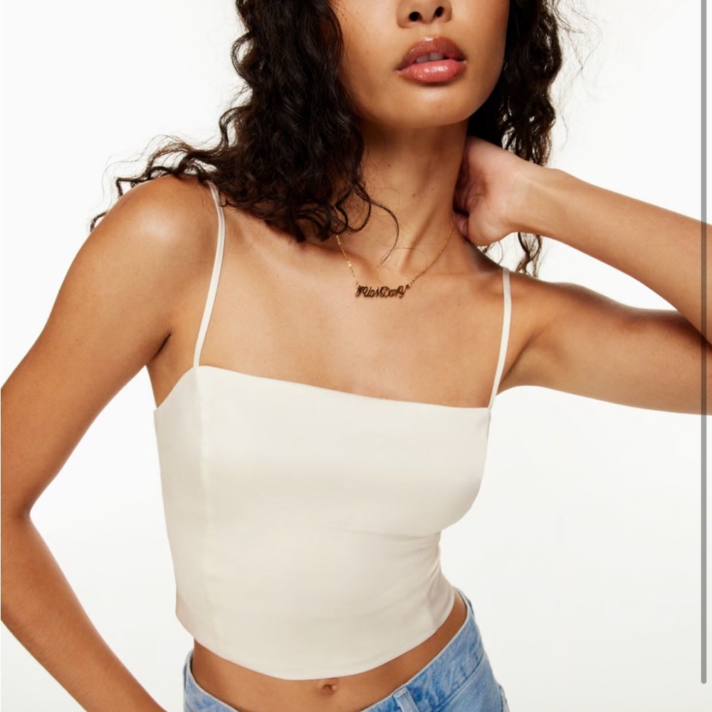 Aritzia Shimmer Satin Camisole in Light Birch